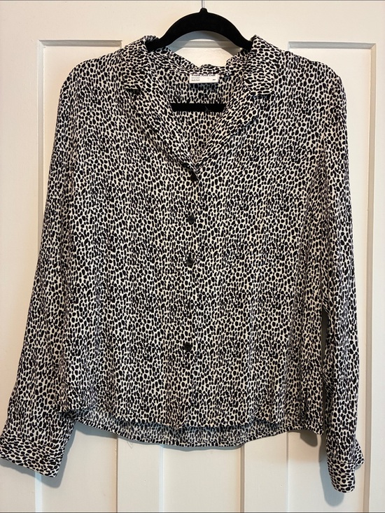 Frank & Oak Tops - Frank & Oak Black and White Leopard-Spot Button Down Shirt